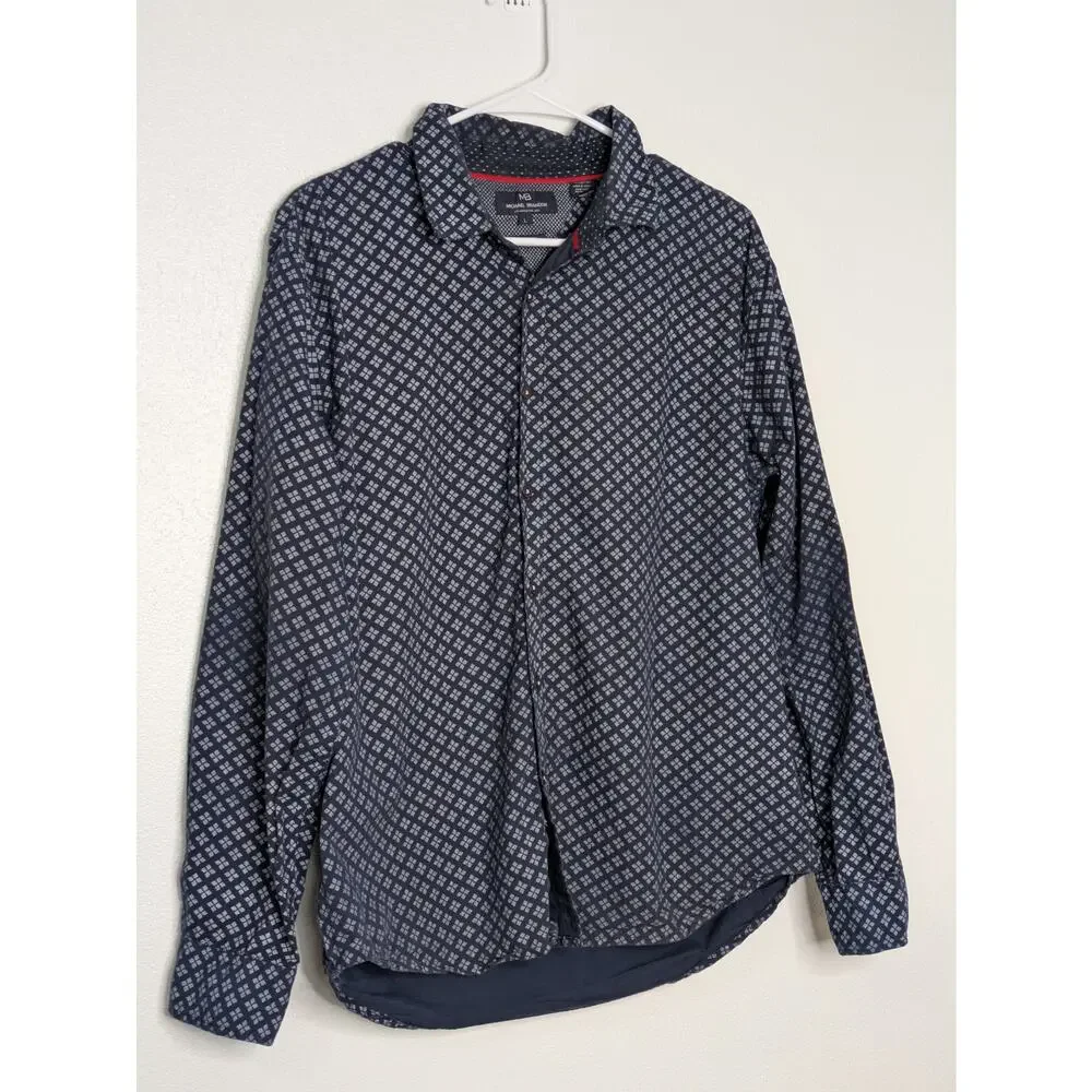 Michael Brandon Shirt Mens Large Slim Fit Button Up Stretch Classiccore Blue Top - Picture 2 of 10